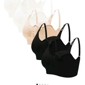Brand New Seamless Nursing Bra Set Of 5- Black, Beige, White
